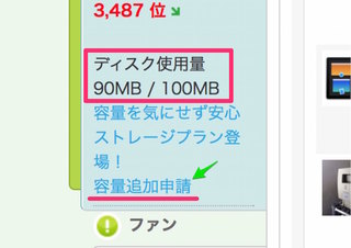 【Seesaaブログ】ファイルマネージャのディスク使用量が９割になったので、容量追加申請をしてみた！